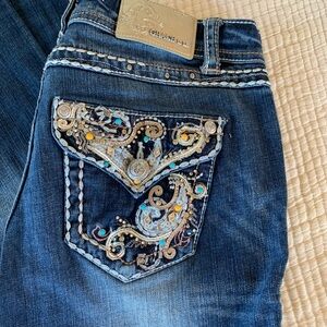 Grace in LA Blue Boot Cut Jeans with Intricate Pocket Design